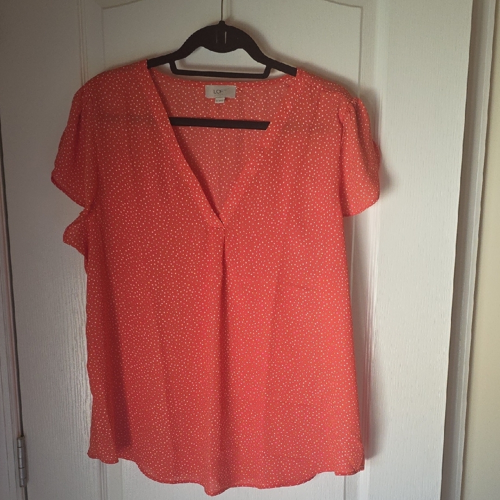 LOFT Coral Short Sleeve Relaxed Blouse